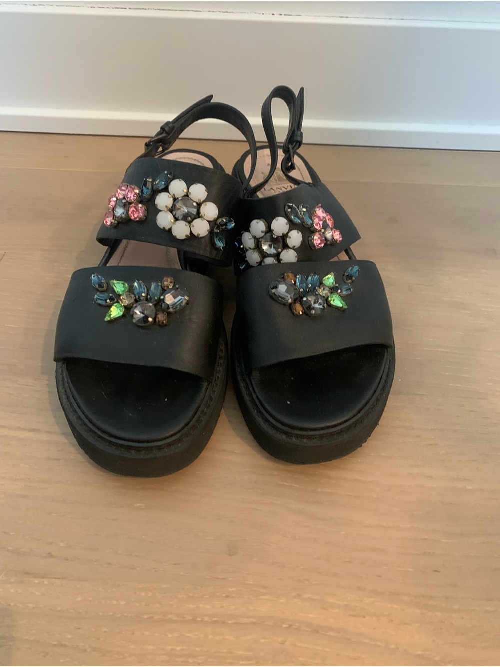 Lanvin Embellished Black Sandals